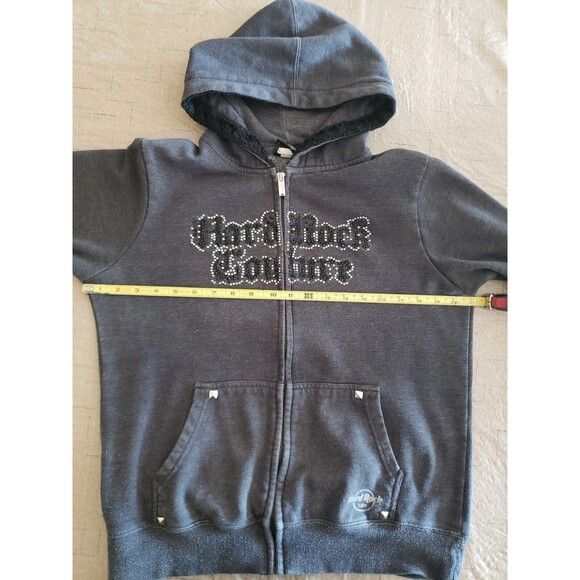 Hard Rock Café Chicago Jacket Hoodie Womens Sz Small Gray Bling Accents Full Zip - Picture 14 of 16